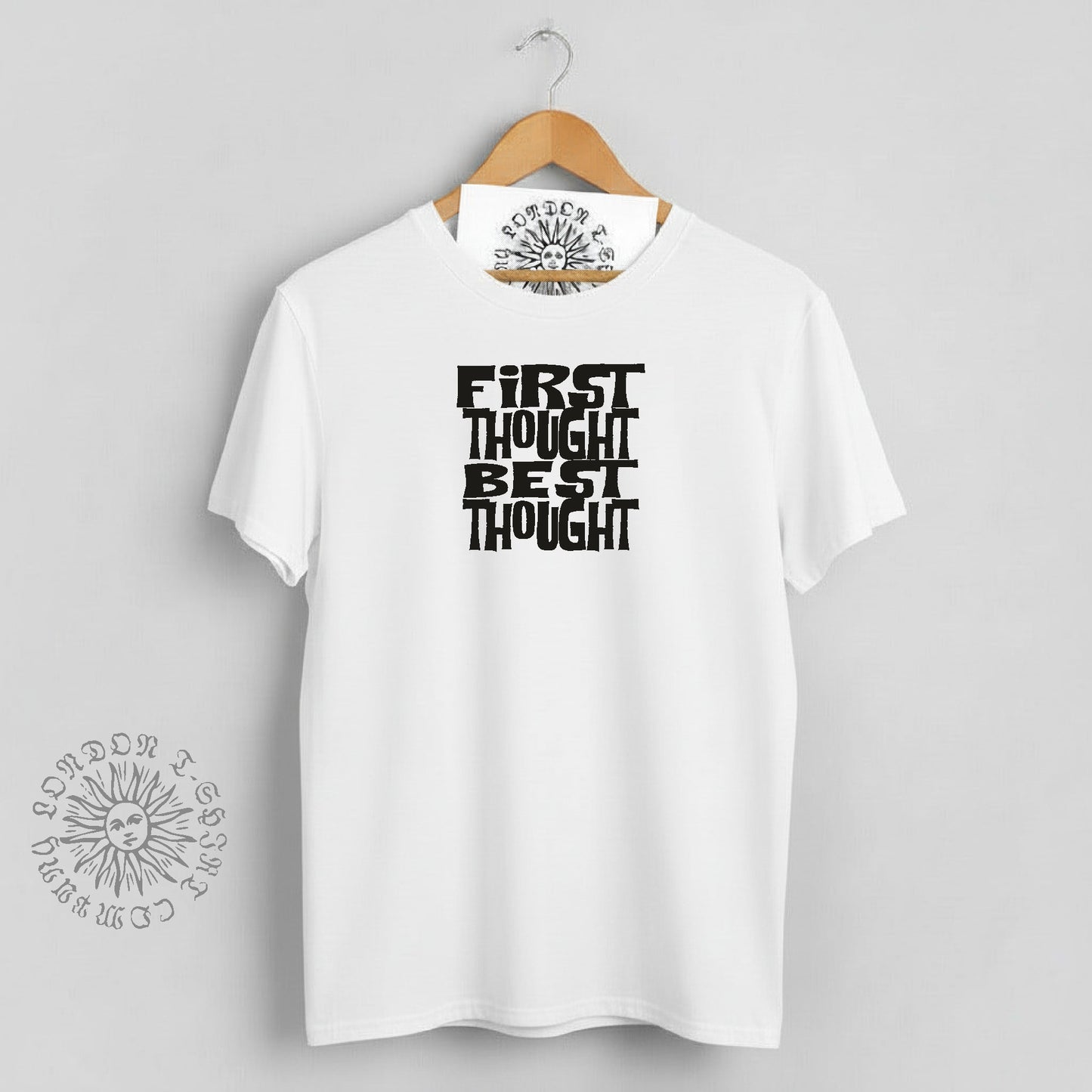 Allen Ginsberg T-Shirt: "First Thought, Best Thought" Buddhist, Beat, Various Cols