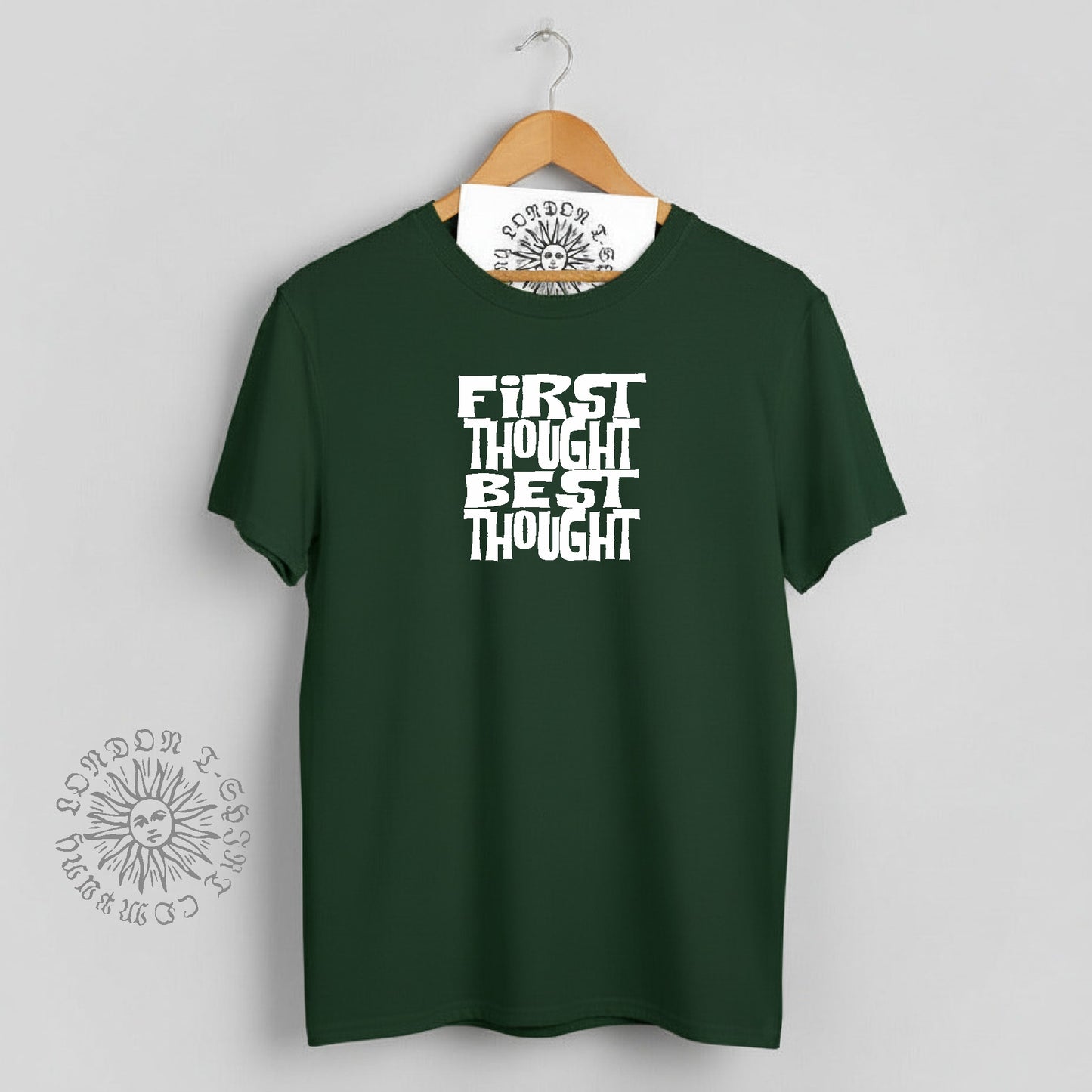 Allen Ginsberg T-Shirt: "First Thought, Best Thought" Buddhist, Beat, Various Cols