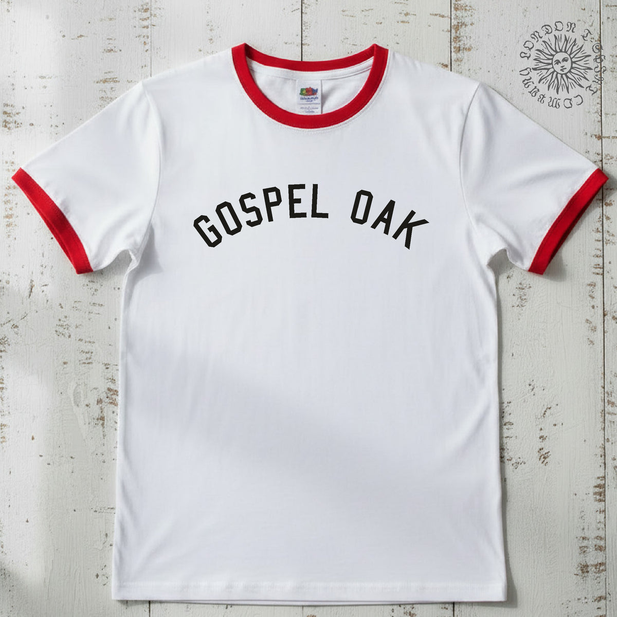 Gospel Oak, Ringer T-Shirt - Retro Style, London Souvenir Gift Top, Various Colours S-3XL