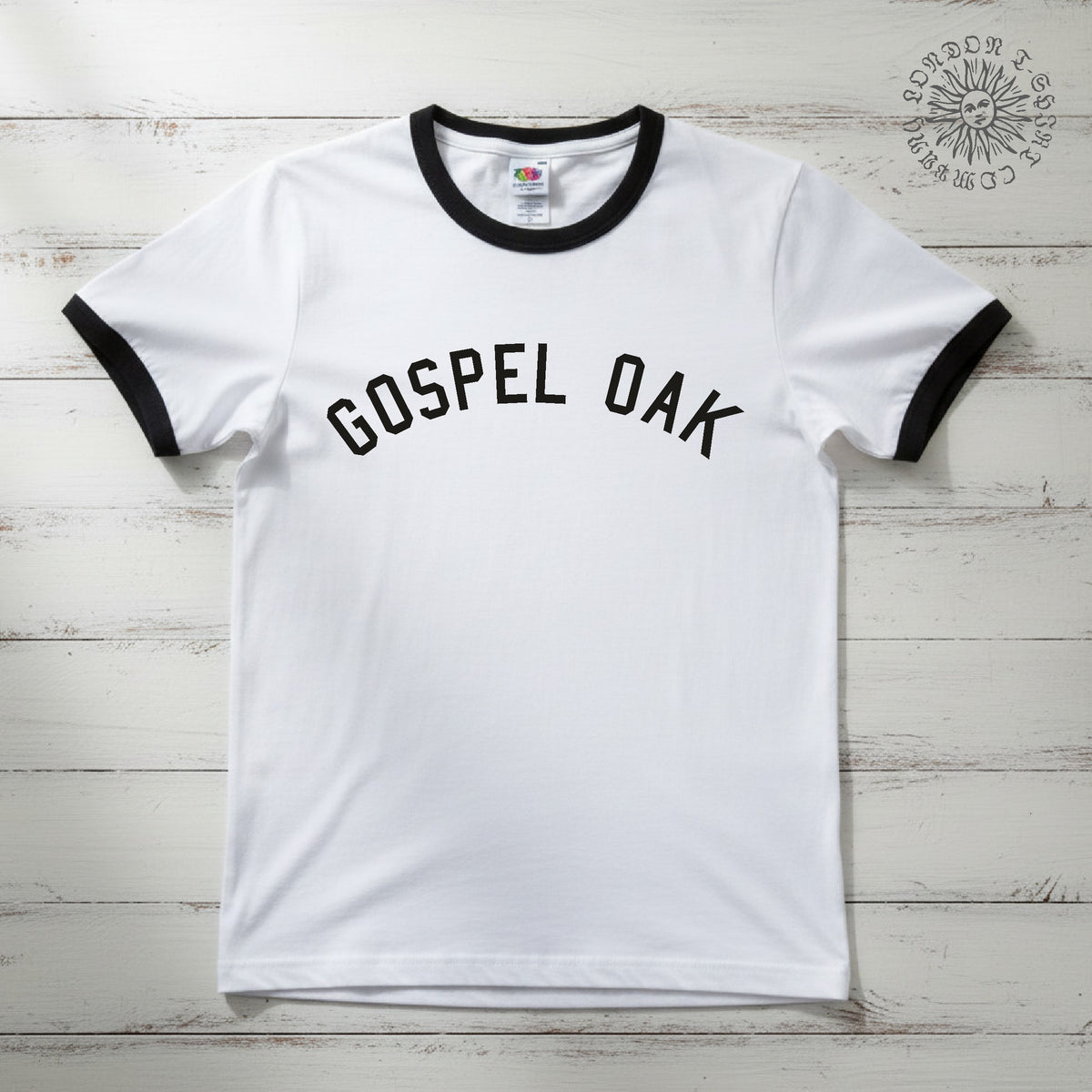 Gospel Oak, Ringer T-Shirt - Retro Style, London Souvenir Gift Top, Various Colours S-3XL
