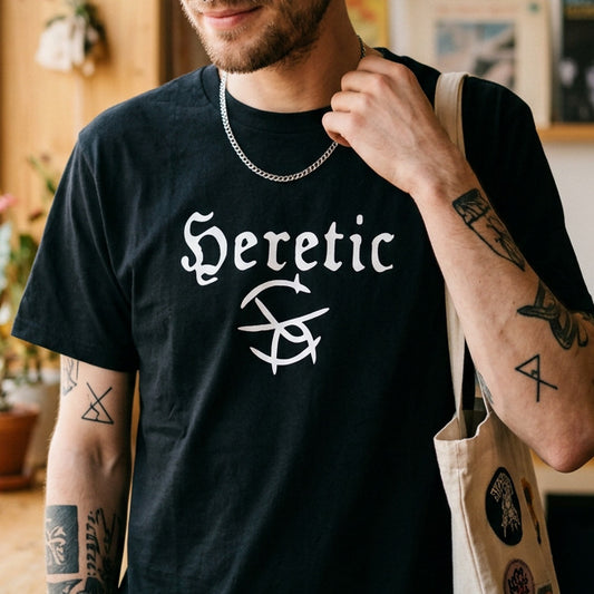 Heretic Organic Cotton T-Shirt - Mark Of Shame Symbol, Pagan, Punk, Rebel, S-XXL
