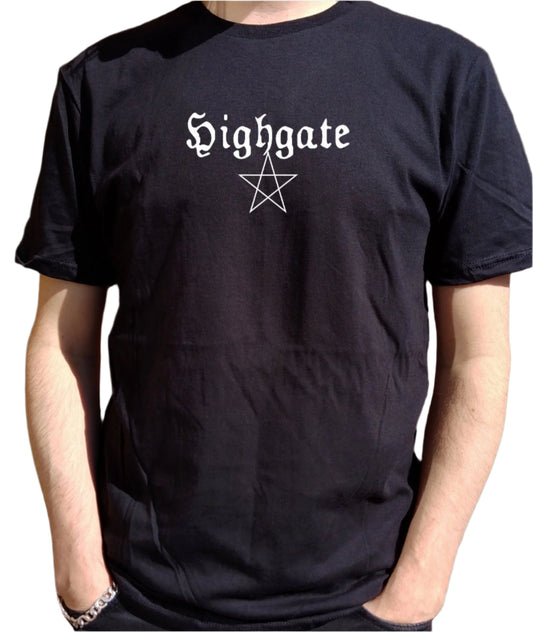 Highgate Unisex T-Shirt - London Souvenir, Pentagram, Gothic, S-XXL