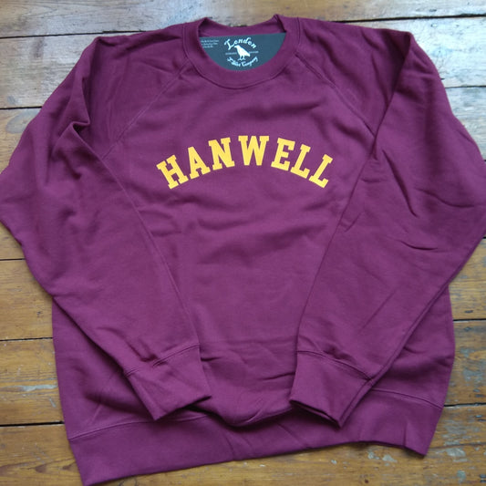 Hanwell Sweatshirt - London Souvenir, Retro Ivy League, Custom Print Add Your Area Name, Various Colours