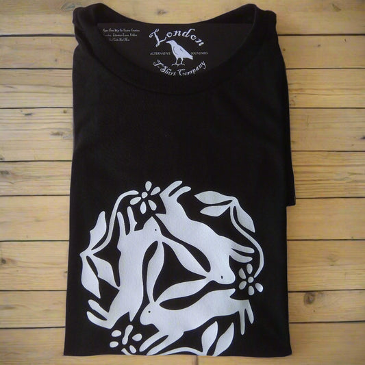 Three Hares T-Shirt - Ancient Folklore, Folk, Lore Of The Land, S-XXL