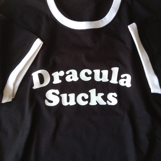 Dracula Sucks Ringer T-Shirt - Retro Horror, 60s, 1 Left Size XXL