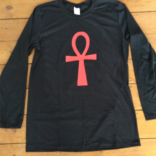 Ankh Cross Long Sleeved T-Shirt - Ancient Egyptian Symbol, Various Colours