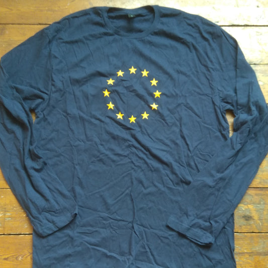 EU Stars Long Sleeved T-Shirt - Protest Top, XL Navy, 1 Left