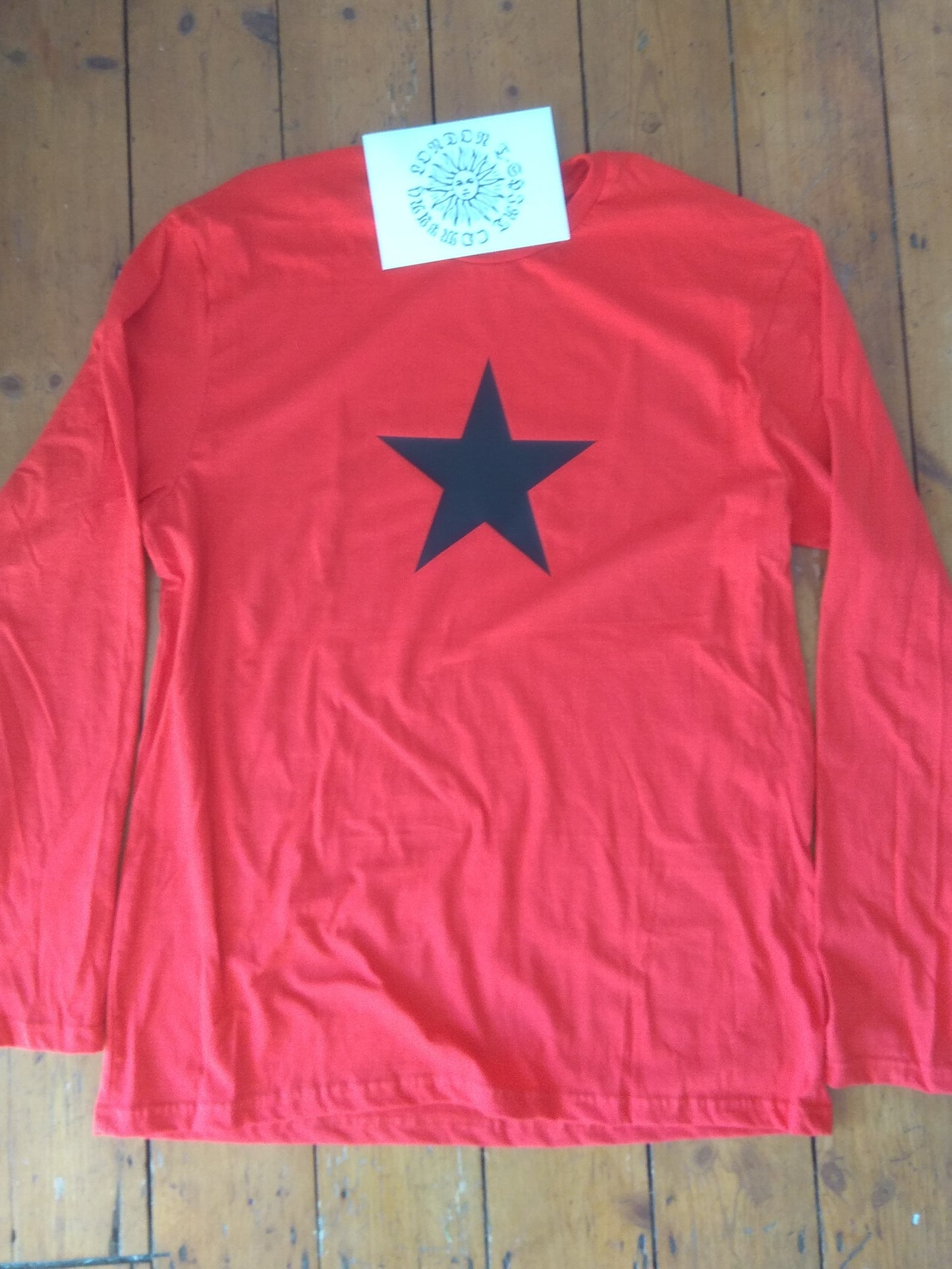 Star Print Red Long Sleeved T-Shirt - Retro, Sub Culture, Rocker, Various Colours