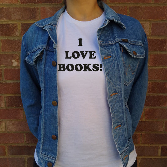 I Love Books T-Shirt - Inspired By The Cult 90's Comedy Black Books, As Worn In The First Season, S-XXL