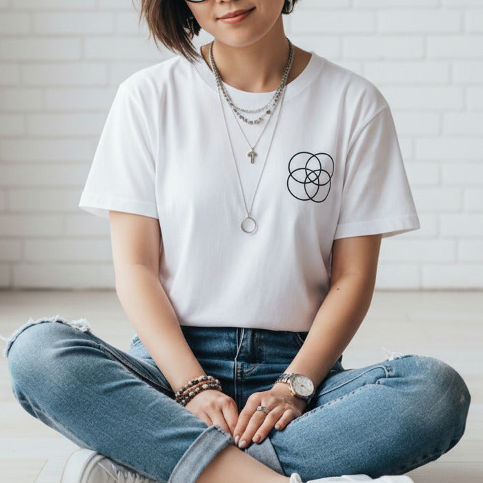 Ikigai Organic Cotton T-Shirt: Japanese Concept Symbol, Various Colours