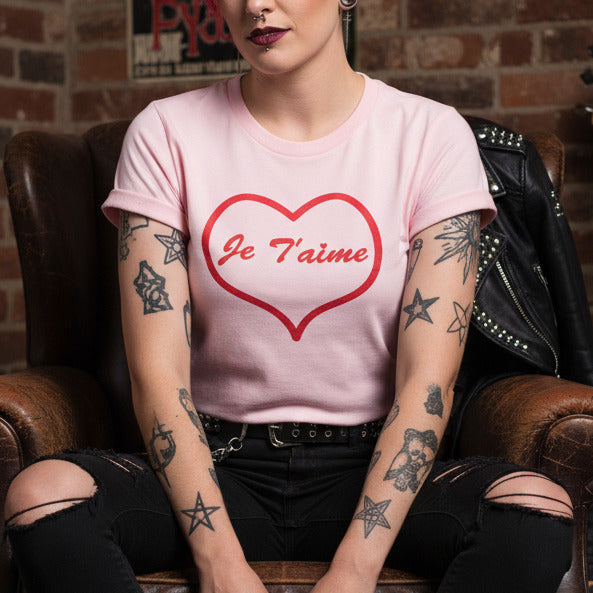 Je t'aime T-Shirt - Valentines Day Heart Gift, French Love, Various Colours