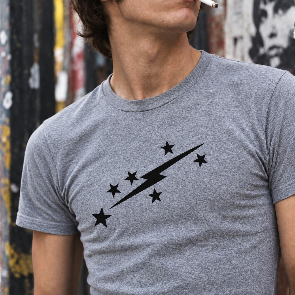 Lightning Bolt And Stars T-Shirt: 70s Glam Rock Style, Sub Culture, Various Colours S-3XL