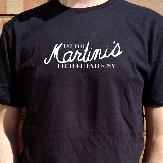 Martini's Bar T-Shirt - Bedford Falls, Christmas Film Festive Gift, Various Colours