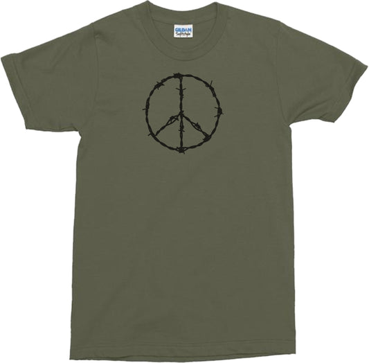 Peace Symbol T-Shirt - Barb Wire, Peace Sign, Protest, S-XXL