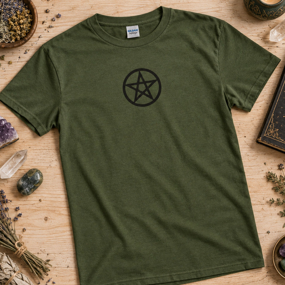 Pentagram T-Shirt: Gothic Pagan, Esoteric Wicca Style, Various Colours S-3XL