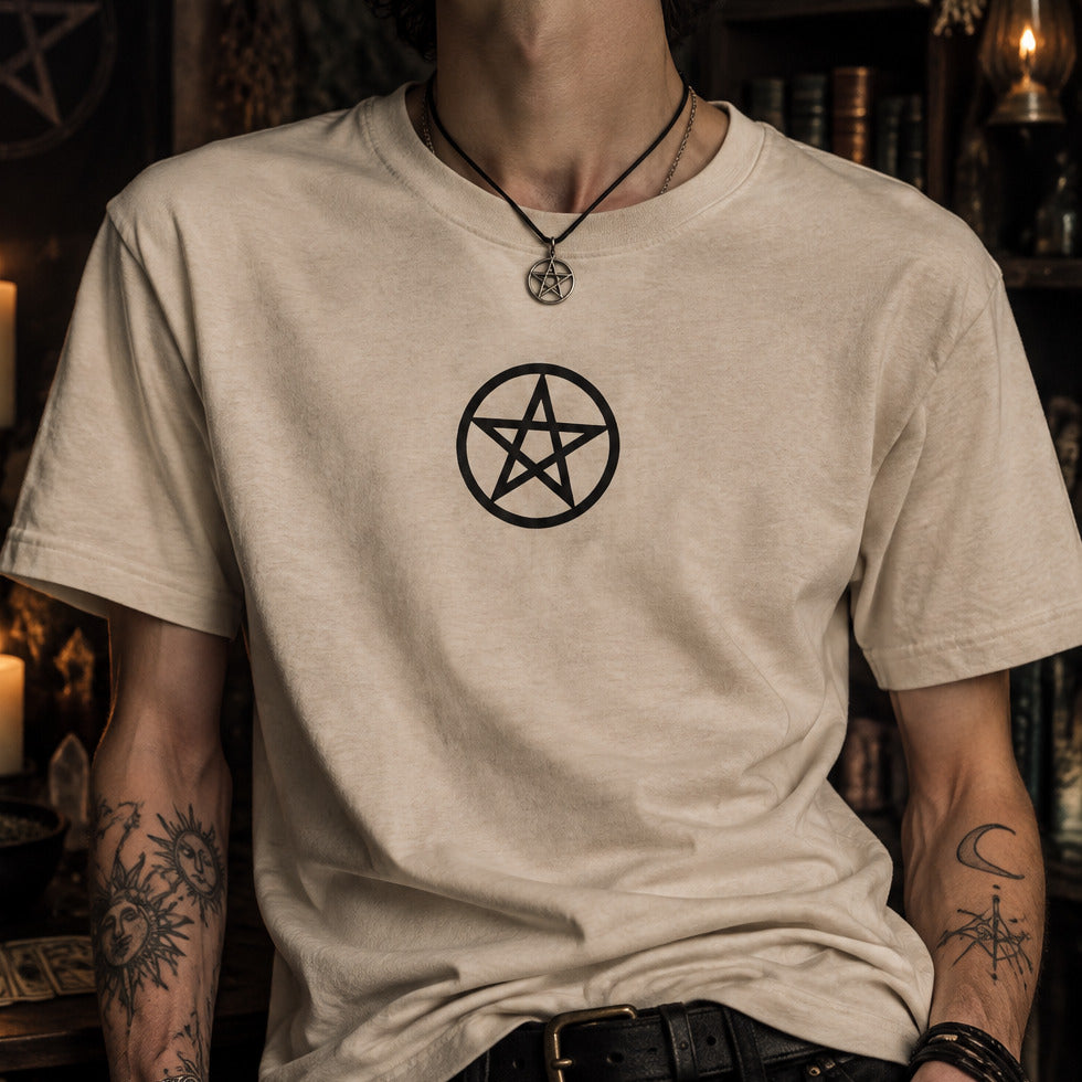 Pentagram T-Shirt: Gothic Pagan, Esoteric Wicca Style, Various Colours S-3XL