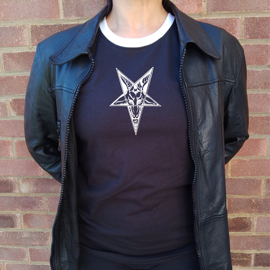 Pentagram Ram Ringer T-Shirt - Cult, Wicca, Witchcraft, Pagan, S-XXL