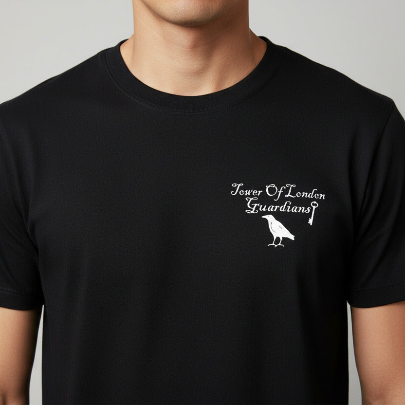 Tower Of London Raven T-Shirt - Organic Cotton, Pocket Logo Print, London Folklore Souvenir