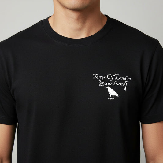 Tower Of London Raven T-Shirt - Organic Cotton, Pocket Logo Print, London Folklore Souvenir