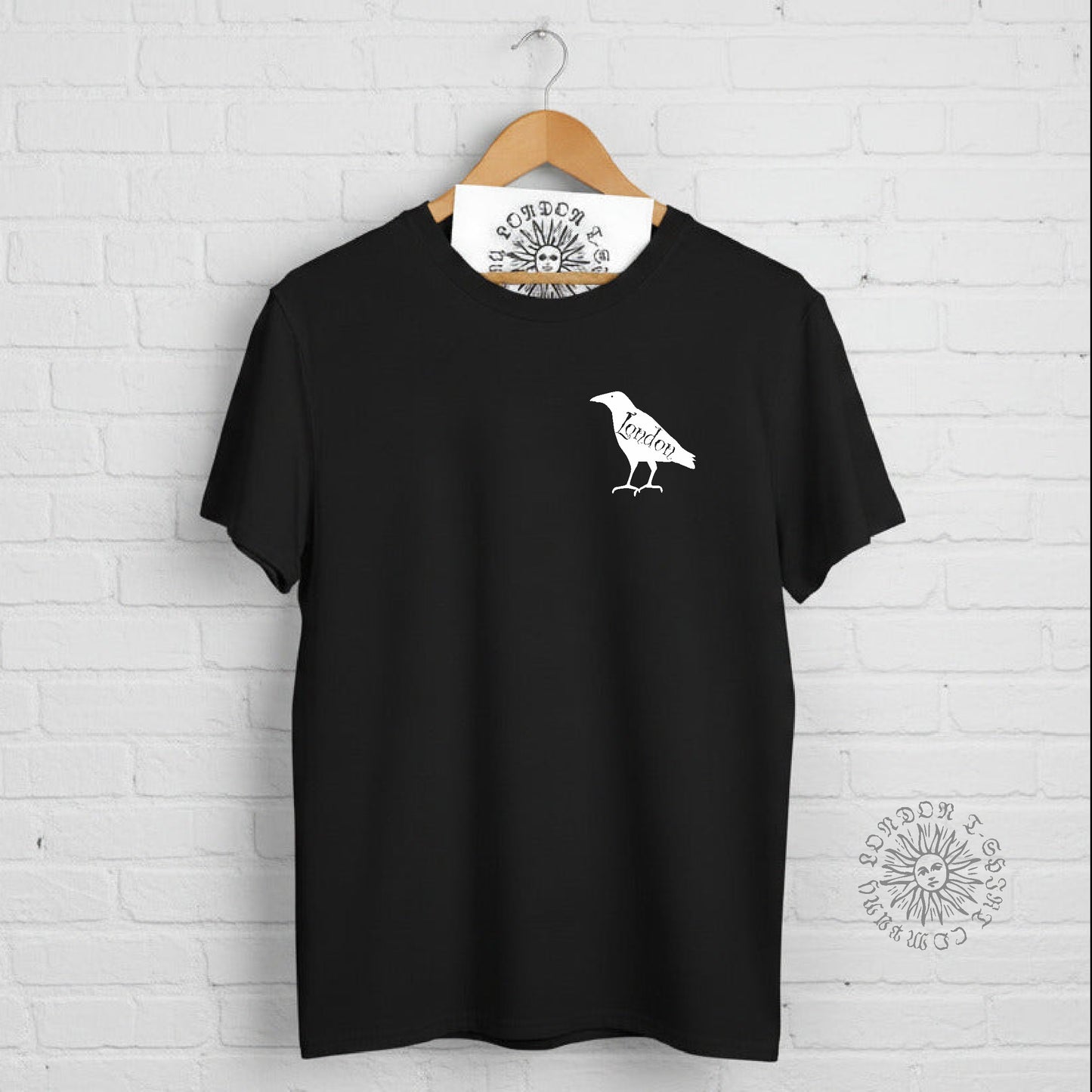 London Raven T-Shirt - English Folklore Souvenir, Pocket Logo Print, Various Colours