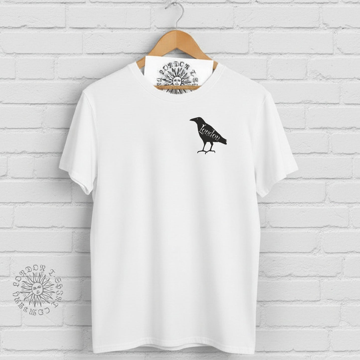 London Raven T-Shirt - English Folklore Souvenir, Pocket Logo Print, Various Colours