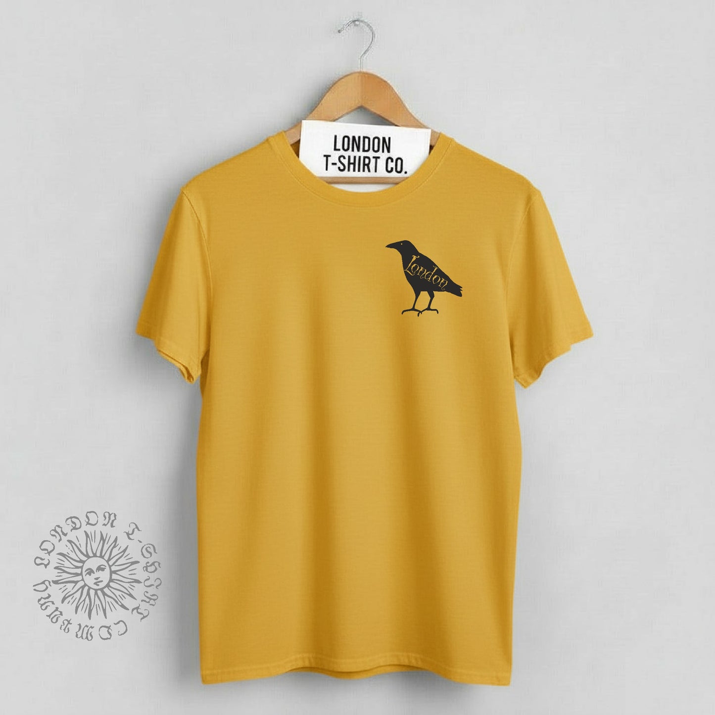 London Raven T-Shirt - English Folklore Souvenir, Pocket Logo Print, Various Colours