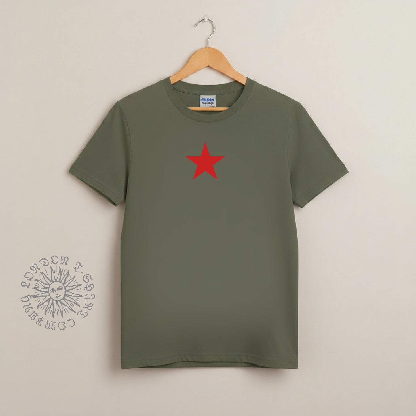 Red Star T-Shirt - Military Green Top, Retro Punk, Sub Culture, Protest, S-XXL