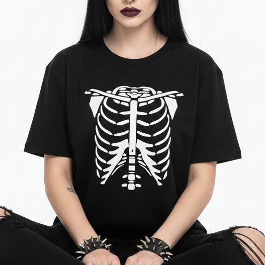 Skeleton Torso T-Shirt - Halloween Ribcage Costume, Goth, Various Colours