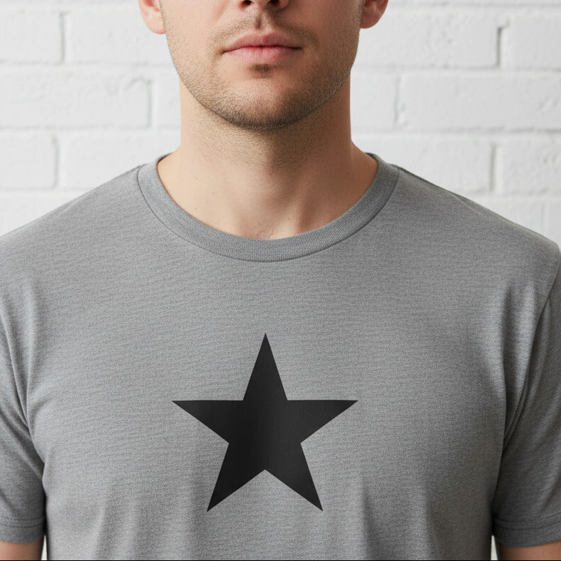 Star Grey T-Shirt - Retro Punk Style, Protest Top, S-XXL
