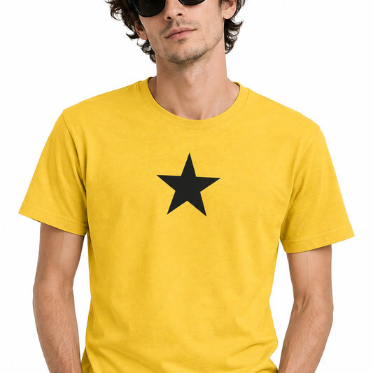 Star Print Yellow T-Shirt - Retro Punk Style, Protest Top, S-XXL