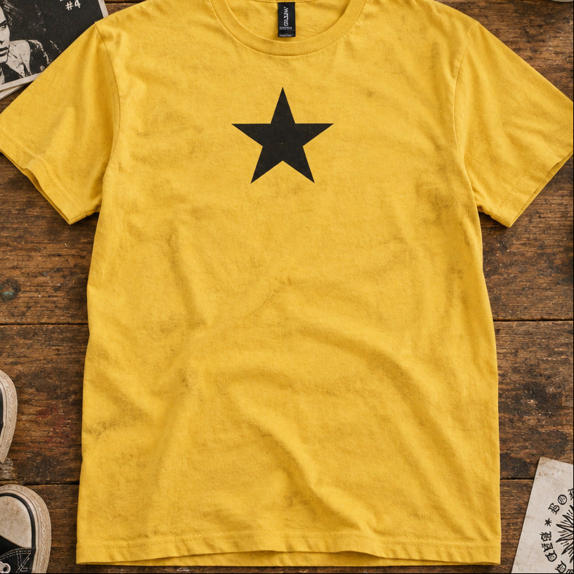 Star Print Yellow T-Shirt - Retro Punk Style, Protest Top, S-XXL