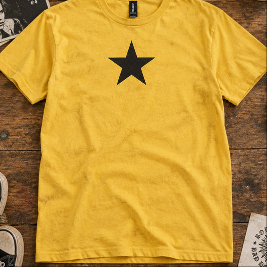 Star Print Yellow T-Shirt - Retro Punk Style, Protest Top, S-XXL