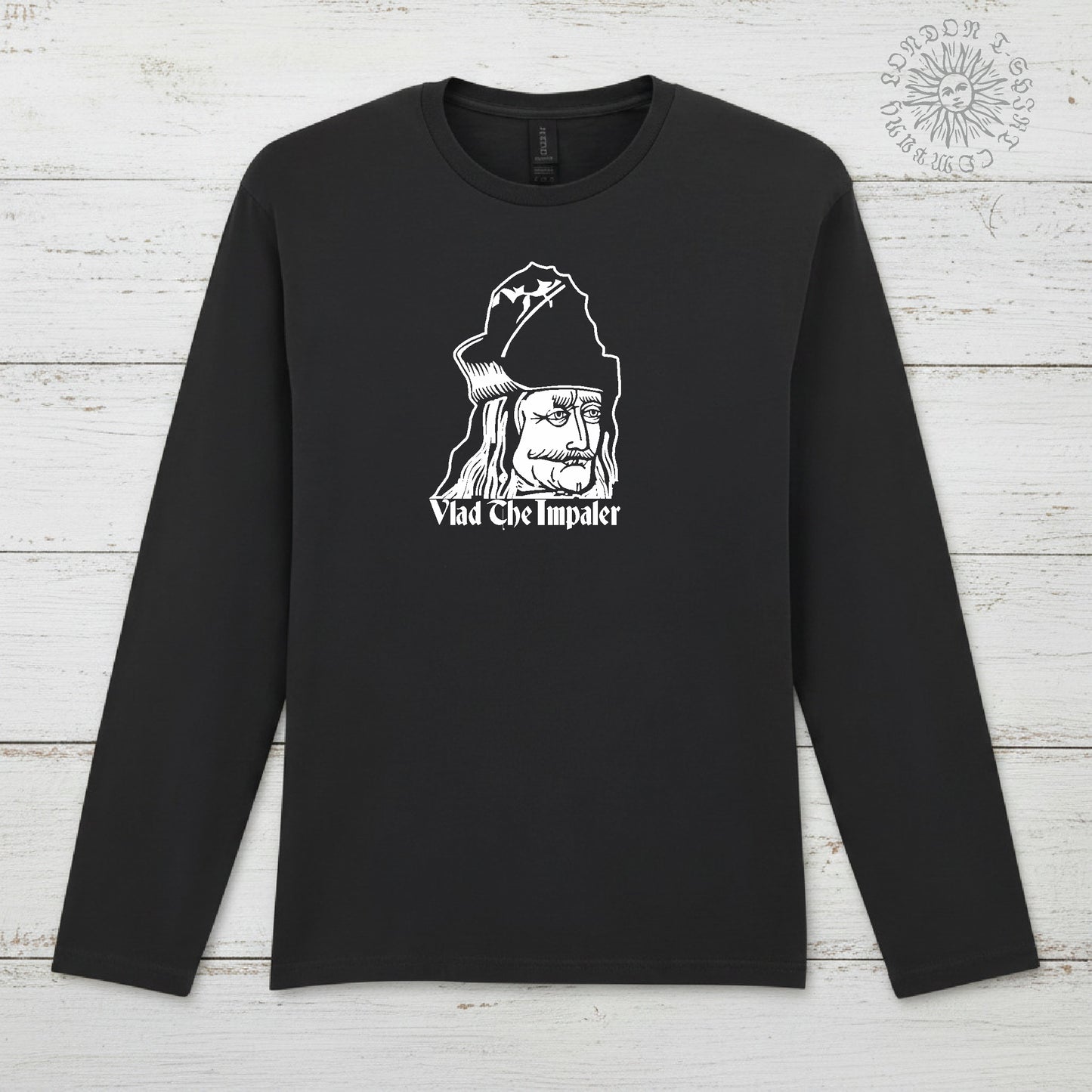 Vlad The Impaler Long Sleeve T-Shirt - Dracula, Retro Gothic Horror, Vampire, Various Colours