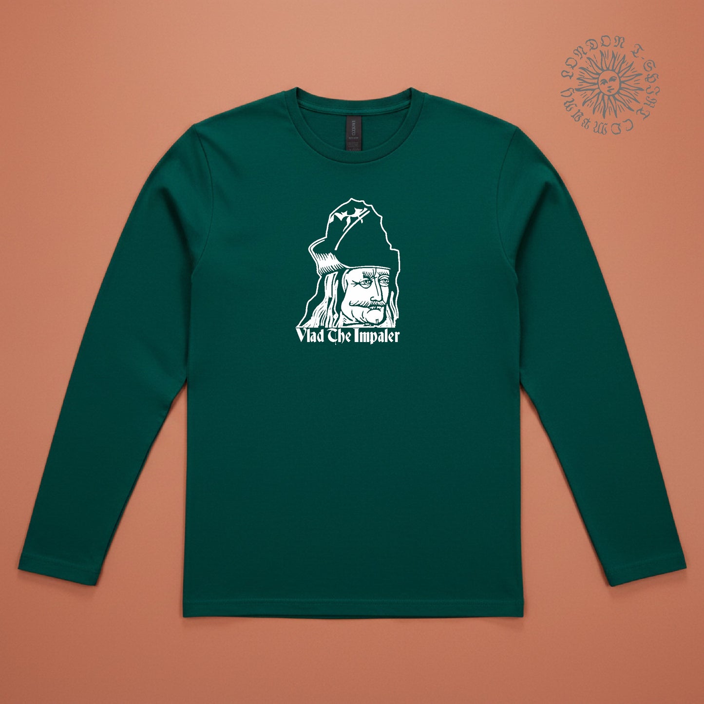 Vlad The Impaler Long Sleeve T-Shirt - Dracula, Retro Gothic Horror, Vampire, Various Colours