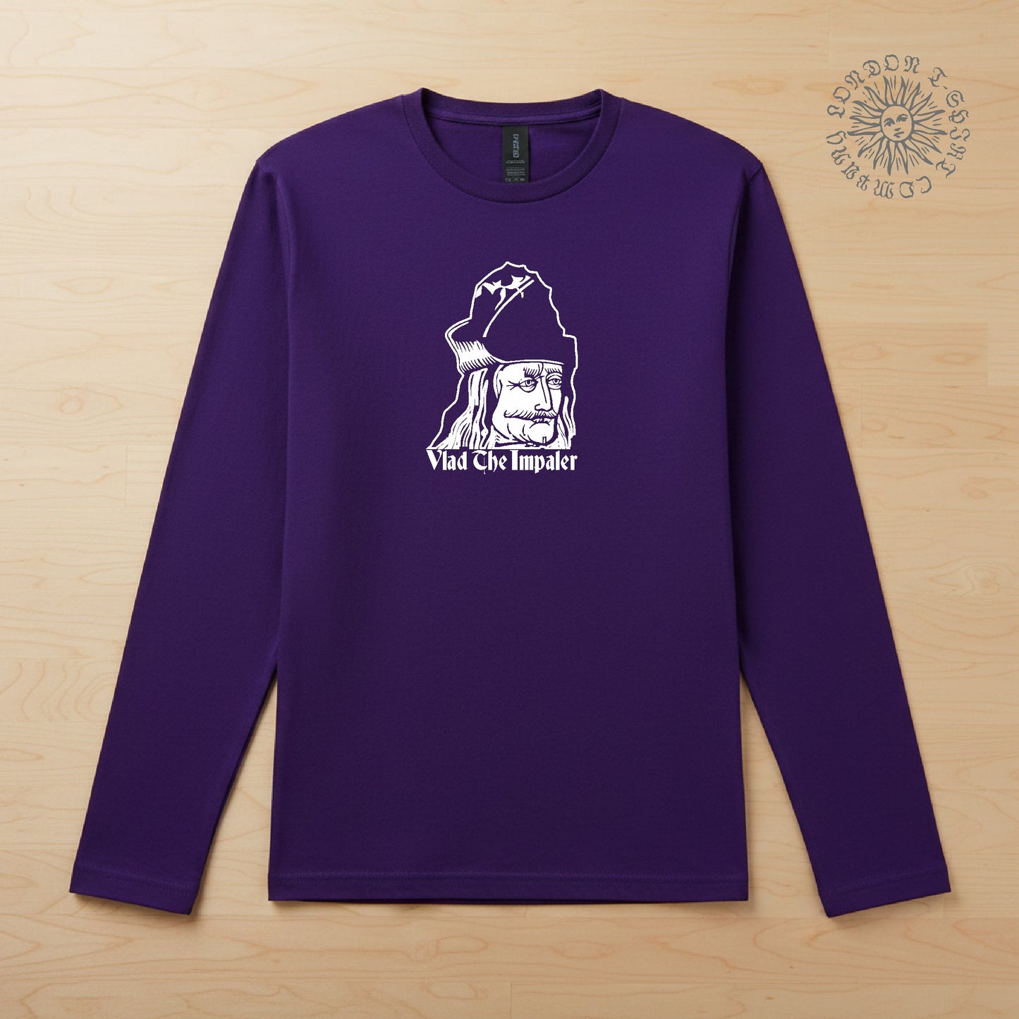 Vlad The Impaler Long Sleeve T-Shirt - Dracula, Retro Gothic Horror, Vampire, Various Colours
