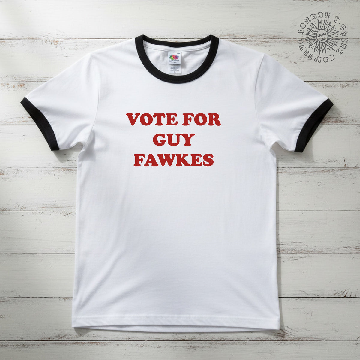 Vote Guy Fawkes Ringer T-Shirt - Napoleon Dynamite College Style, Political Protest, Various Colours S-3XL