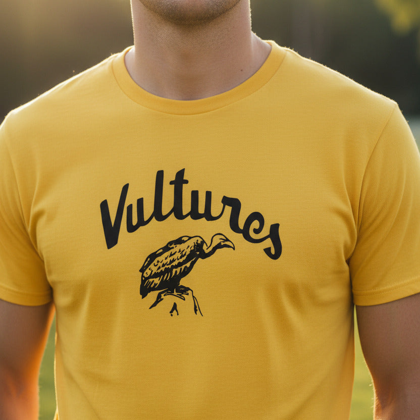 Vultures T-Shirt - As Worn By Blondie, Punk, Size Medium, Men's Size Yellow.