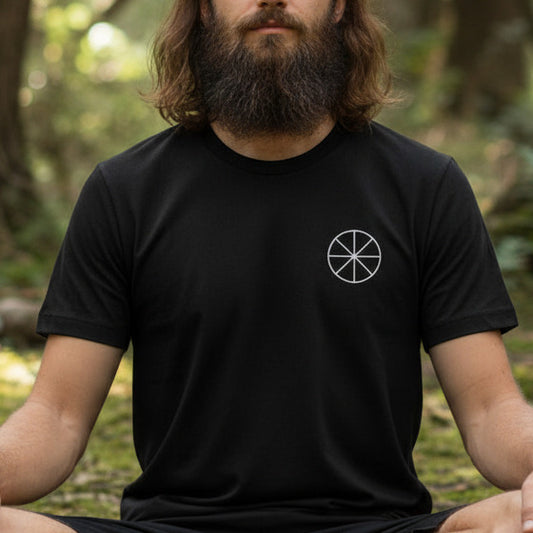 Pagan Wheel Of The Year Pocket Logo T-Shirt - Wicca, Sun Wheel, Gothic, S-XXL