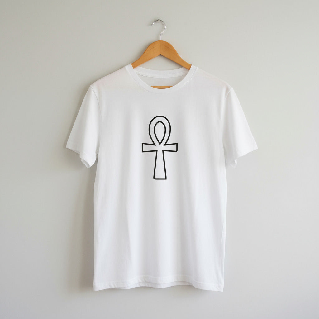 Ankh Outline Cross T-Shirt - Ancient Egyptian Symbol, Various Colours