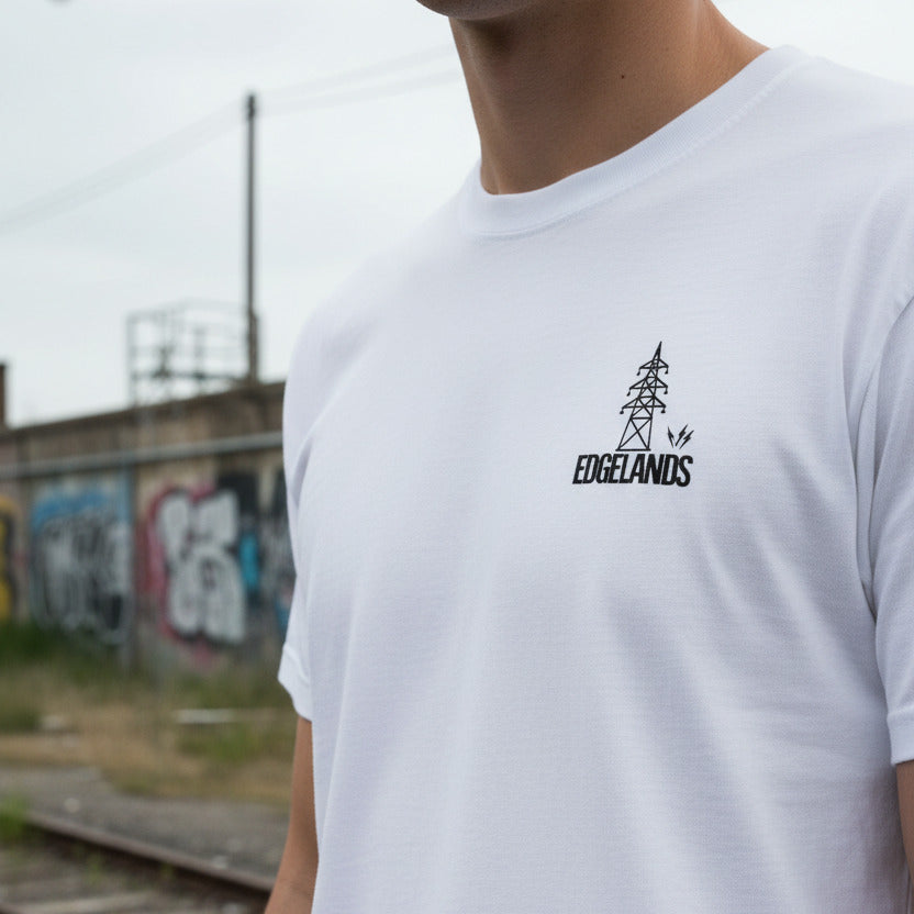 Pylon Pocket Logo T-Shirt 'Edgelands' - Organic Cotton, Psychogeography, Walking Various Colours