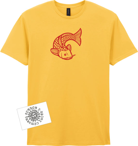 Japanese Koi fish T-Shirt - Tattoo Style, Catfish Mythology Symbol, Various Colours