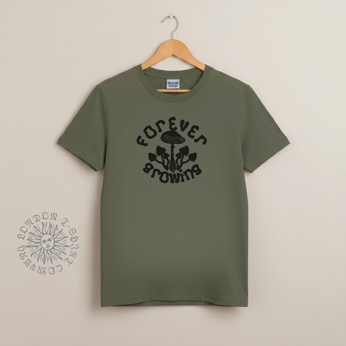 Mushrooms 'Forever Growing' T-Shirt - Nature, Folk, Mycology, Various Colours
