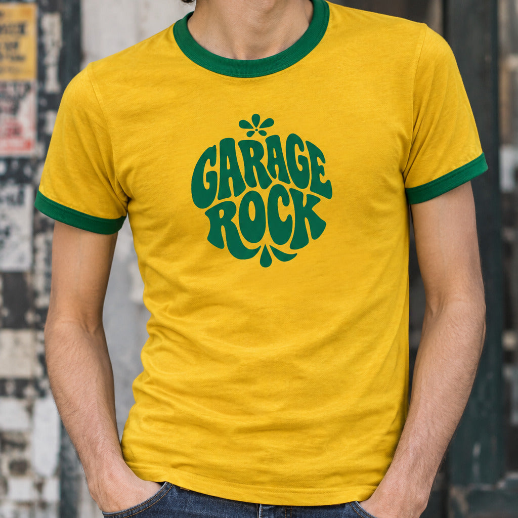 Garage Rock Ringer T-Shirt: Retro 60's Rocker Logo, Various Colours S-3XL