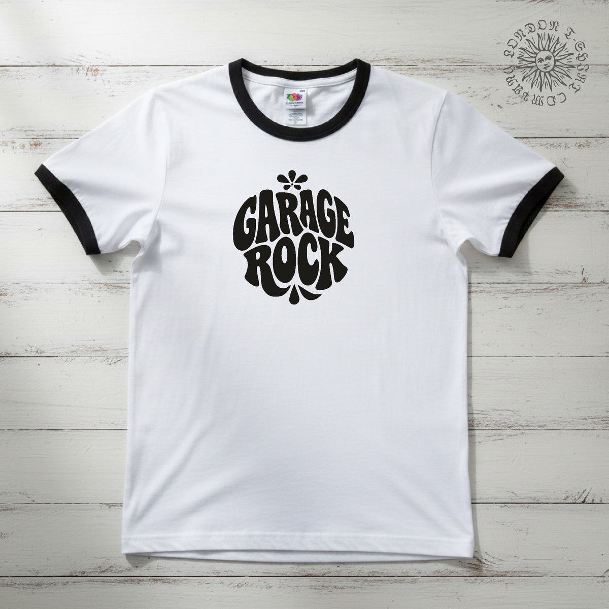 Garage Rock Ringer T-Shirt: Retro 60's Rocker Logo, Various Colours S-3XL