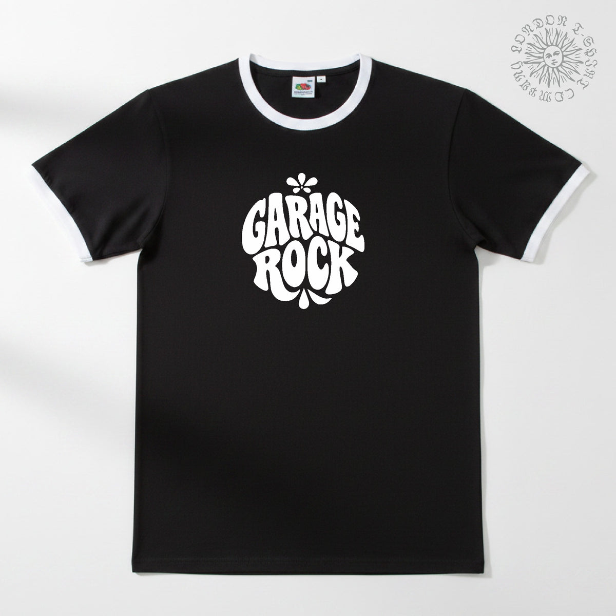 Garage Rock Ringer T-Shirt: Retro 60's Rocker Logo, Various Colours S-3XL