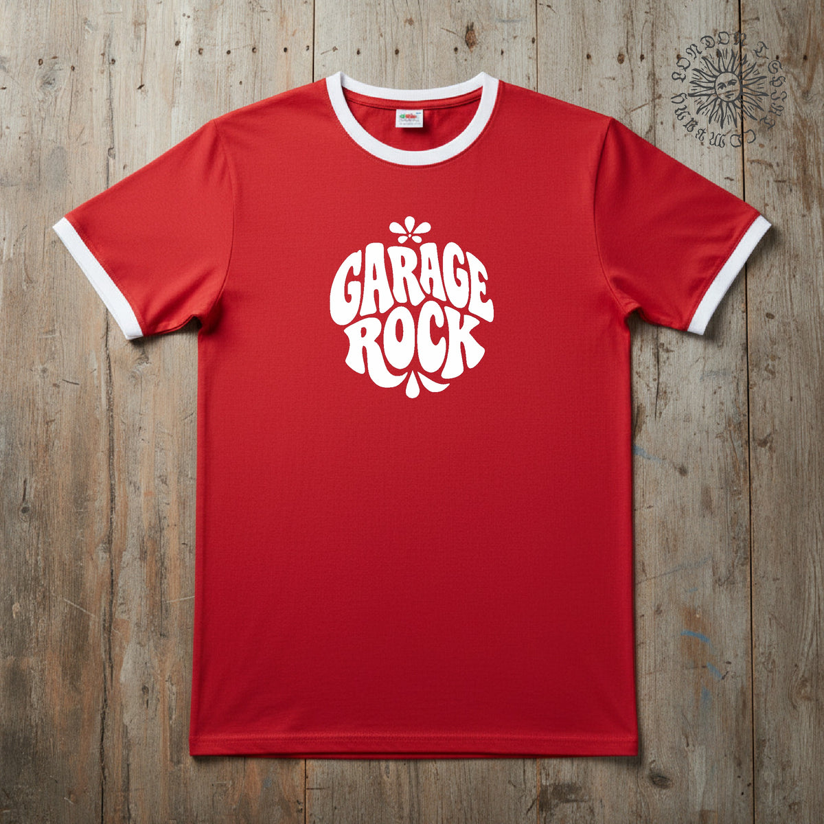 Garage Rock Ringer T-Shirt: Retro 60's Rocker Logo, Various Colours S-3XL