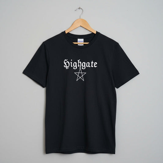 Highgate Unisex T-Shirt - London Souvenir, Pentagram, Gothic, S-XXL