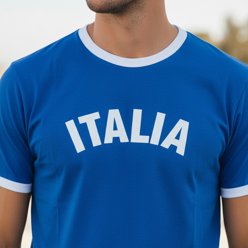 Italia Ringer T Shirt - Retro Style, Souvenir, Italy, S-3XL