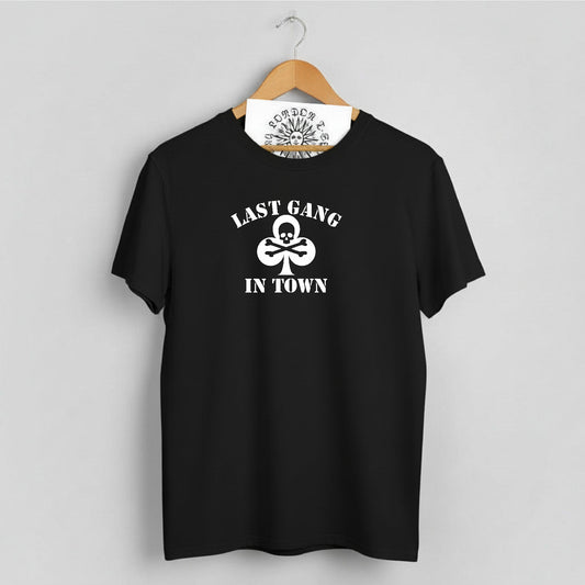 Last Gang In Town, Skull T-Shirt: Retro Biker, Punk Rocker, Various Colours