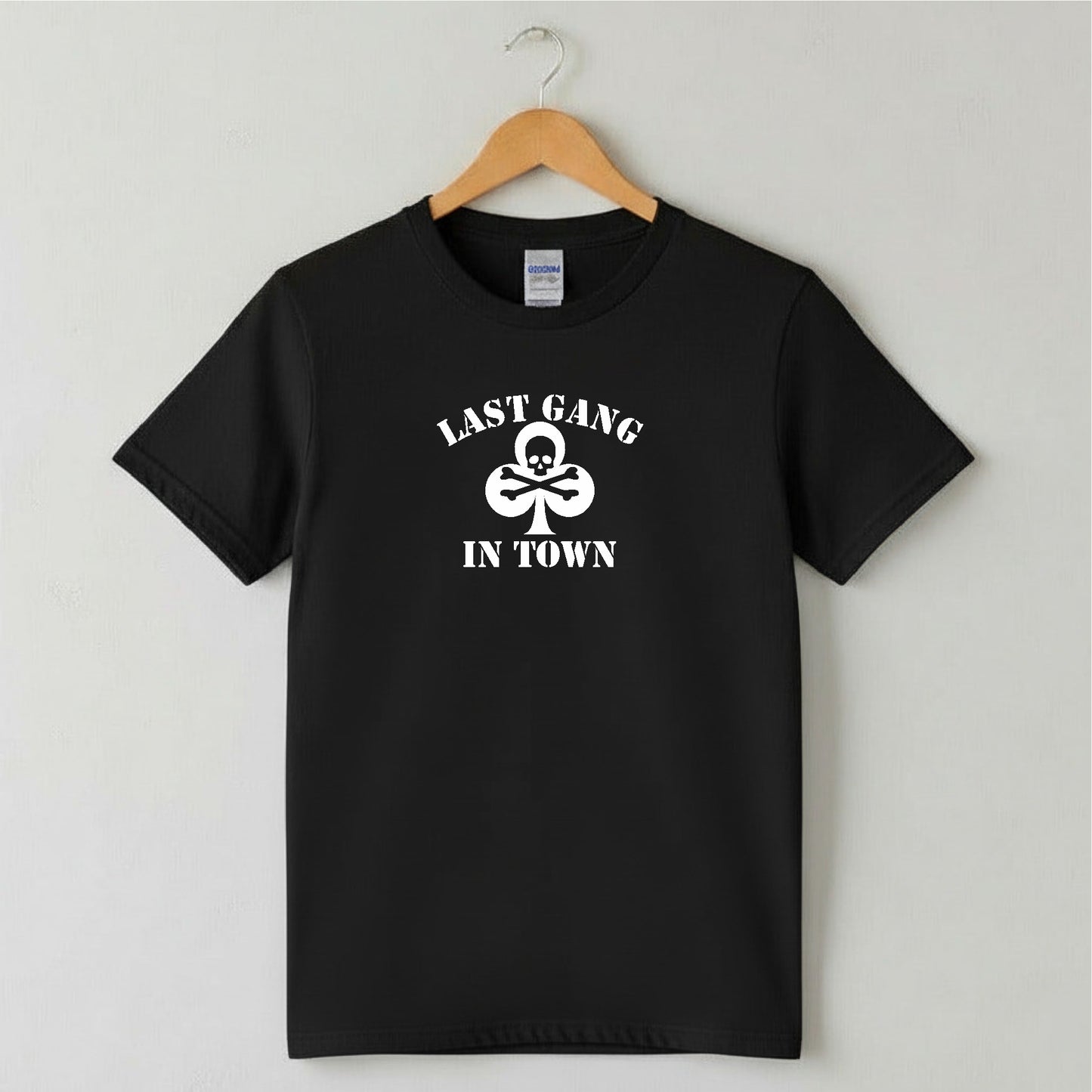 Last Gang In Town, Skull T-Shirt: Retro Biker, Punk Rocker, Various Colours